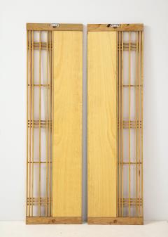 Ettore Sottsass Ettore Sottsass Style 1980s Oak Frame With Blue Glass Two Piece Mirror - 4430753