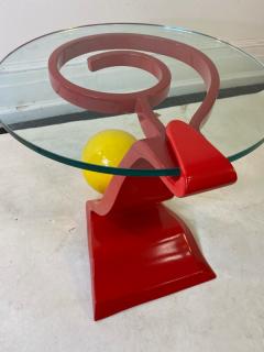 Ettore Sottsass ITALIAN POST MODERN MEMPHIS ENAMELED RED AND YELLOW METAL TABLE - 1779811