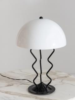 Ettore Sottsass Memphis Style Metal Squiggle Table Lamp With Acrylic Dome Shade - 2765860