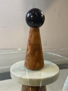 Ettore Sottsass POST MODERN MARBLE AND GLASS TABLE IN THE MANNER OF ETTORE SOTTSASS - 2468952