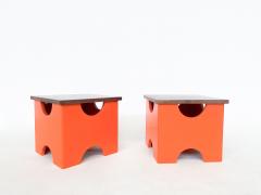 Ettore Sottsass Pair of Mid Century Modern Orange Dado Stools by Ettore - 3202745