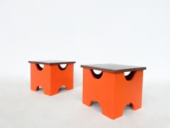 Ettore Sottsass Pair of Mid Century Modern Orange Dado Stools by Ettore - 3202748