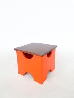 Ettore Sottsass Pair of Mid Century Modern Orange Dado Stools by Ettore - 3202751