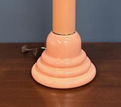Ettore Sottsass Pair of Post Modern 1980s Peach Ceramic Table Lamps with Brass Trim - 4254336