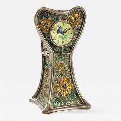 Eug ne Feuill tre French Art Nouveau Silver and plique jour Capucines Enamel Clock - 283600