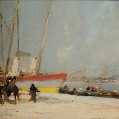 Eug ne Galien Laloue A Michel Eugene Galien Laloue French 1854 1941 Harbor During Day - 1895524