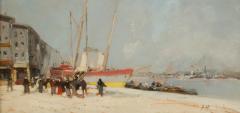 Eug ne Galien Laloue A Michel Eugene Galien Laloue French 1854 1941 Harbor During Day - 1897705