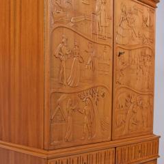 Eugen H glund Eugen H glund Carved Cabinet 1950s in Vetlanda Sweden - 1457654