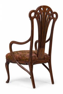 Eugene Gaillard Art Nouveau French Mahogany Upholstered Armchair - 4634321