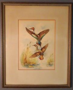 Eugene LaForet Northern Pintails Rising by Eugene LaForet Watercolor New York City 1945 - 3215829
