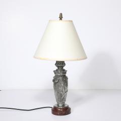 Eugene Leli vre Art Nouveau Rosso Levanto Marble Base Pewter Table Lamp signed E Leli vre - 4826889