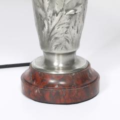 Eugene Leli vre Art Nouveau Rosso Levanto Marble Base Pewter Table Lamp signed E Leli vre - 4826891
