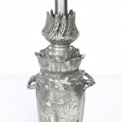 Eugene Leli vre Art Nouveau Rosso Levanto Marble Base Pewter Table Lamp signed E Leli vre - 4826901