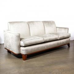 Eugene Schoen Art Deco Platinum Velvet Sofa w Walnut Base Legs by Eugene Schoen - 3197479