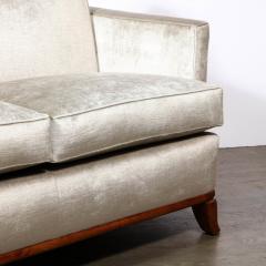 Eugene Schoen Art Deco Platinum Velvet Sofa w Walnut Base Legs by Eugene Schoen - 3197556
