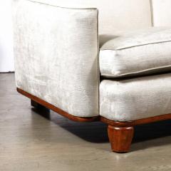 Eugene Schoen Art Deco Platinum Velvet Sofa w Walnut Base Legs by Eugene Schoen - 3197558