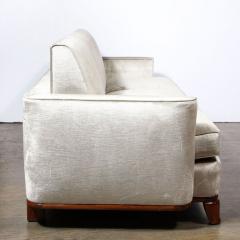 Eugene Schoen Art Deco Platinum Velvet Sofa w Walnut Base Legs by Eugene Schoen - 3197566