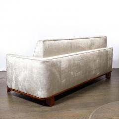Eugene Schoen Art Deco Platinum Velvet Sofa w Walnut Base Legs by Eugene Schoen - 3197697