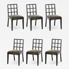 Eugene Schoen Set of Six Mid Century Modern Silver Cerused Oak Dining Chairs by Eugene Schoen - 2050780