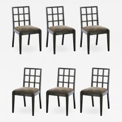 Eugene Schoen Set of Six Mid Century Modern Silver Cerused Oak Dining Chairs by Eugene Schoen - 2094554