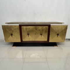 Eugenio Escudero 1950s Hand Painted Gold Leaf Credenza Cabinet Mahogany and Brass Mexico - 3285110