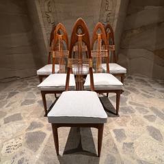 Eugenio Escudero 1950s Mexico Six Spectacular Gothic Dining Chairs Mahogany and Cane Cross - 2664208