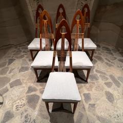 Eugenio Escudero 1950s Mexico Six Spectacular Gothic Dining Chairs Mahogany and Cane Cross - 2664222