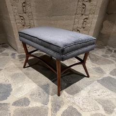 Eugenio Escudero 1950s Modernist Bench in Mahogany Wood New Cushioned Gray Seat Mexico - 2661843