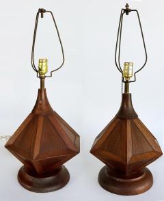 Eugenio Escudero Mid Century Modern Wooden Modernist Table Lamps Pair - 4432338