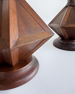 Eugenio Escudero Mid Century Modern Wooden Modernist Table Lamps Pair - 4432486