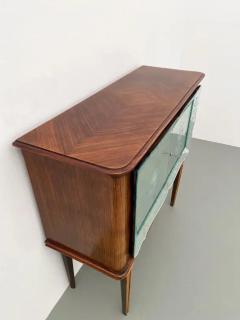 Eugenio Gerli Osvaldo Borsani Cabinet Dry Bar in Wood Glass and Mirrors Italy 1950s - 3389166