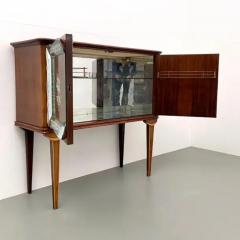 Eugenio Gerli Osvaldo Borsani Cabinet Dry Bar in Wood Glass and Mirrors Italy 1950s - 3389197