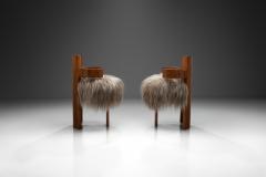 Europe 1930s Pair of Art Deco Chairs with Seats in Longhair Fabric Europe 1930s - 4081093