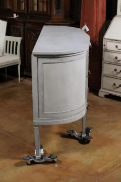 European 1830s Painted Demilune Sideboard with Three Drawers and Rounded Doors - 3491254
