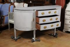 European 1830s Painted Demilune Sideboard with Three Drawers and Rounded Doors - 3491302