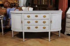 European 1830s Painted Demilune Sideboard with Three Drawers and Rounded Doors - 3491329