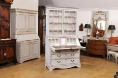 European 18th Century Tall Secretary with Slant Front Desk and Old Glass Doors - 3588046