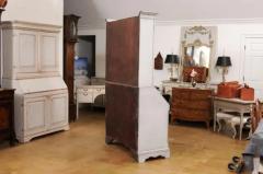 European 18th Century Tall Secretary with Slant Front Desk and Old Glass Doors - 3588149