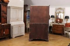 European 18th Century Tall Secretary with Slant Front Desk and Old Glass Doors - 3588151