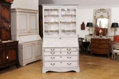 European 18th Century Tall Secretary with Slant Front Desk and Old Glass Doors - 3588177