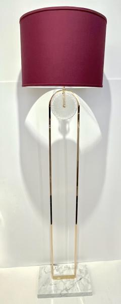 European Art Deco Style Minimalist Crystal Murano Glass Brass Marble Floor Lamp - 3502223