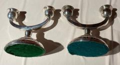 European Art Deco Style Silver Plated Candlesticks - 2175856