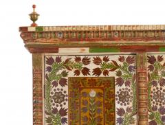 European Bohemian Antique Folk Art Floral Painted Armoire Wardrobe Cabinet - 1180710