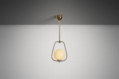 European Brass and Glass Pendant Ceiling Lamp Europe 1940s - 3898236