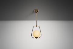 European Brass and Glass Pendant Ceiling Lamp Europe 1940s - 3898240