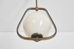 European Brass and Glass Pendant Ceiling Lamp Europe 1940s - 3898245