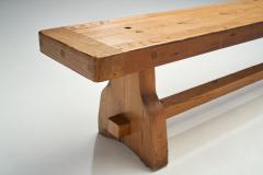 European Brutalist Oak Bench Europe ca 1950s - 2331051