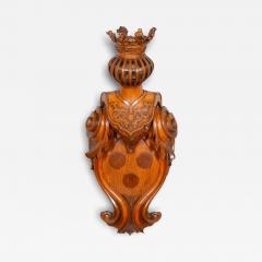 European Carved Oak Coat Of Arms - 4189095