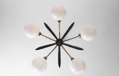 European Mid Century Modern Brass Ceiling Lamp with Leaf Motif Europe ca 1950s - 3103001