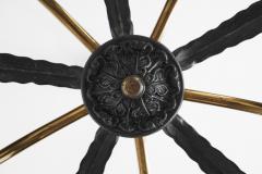 European Mid Century Modern Brass Ceiling Lamp with Leaf Motif Europe ca 1950s - 3103002